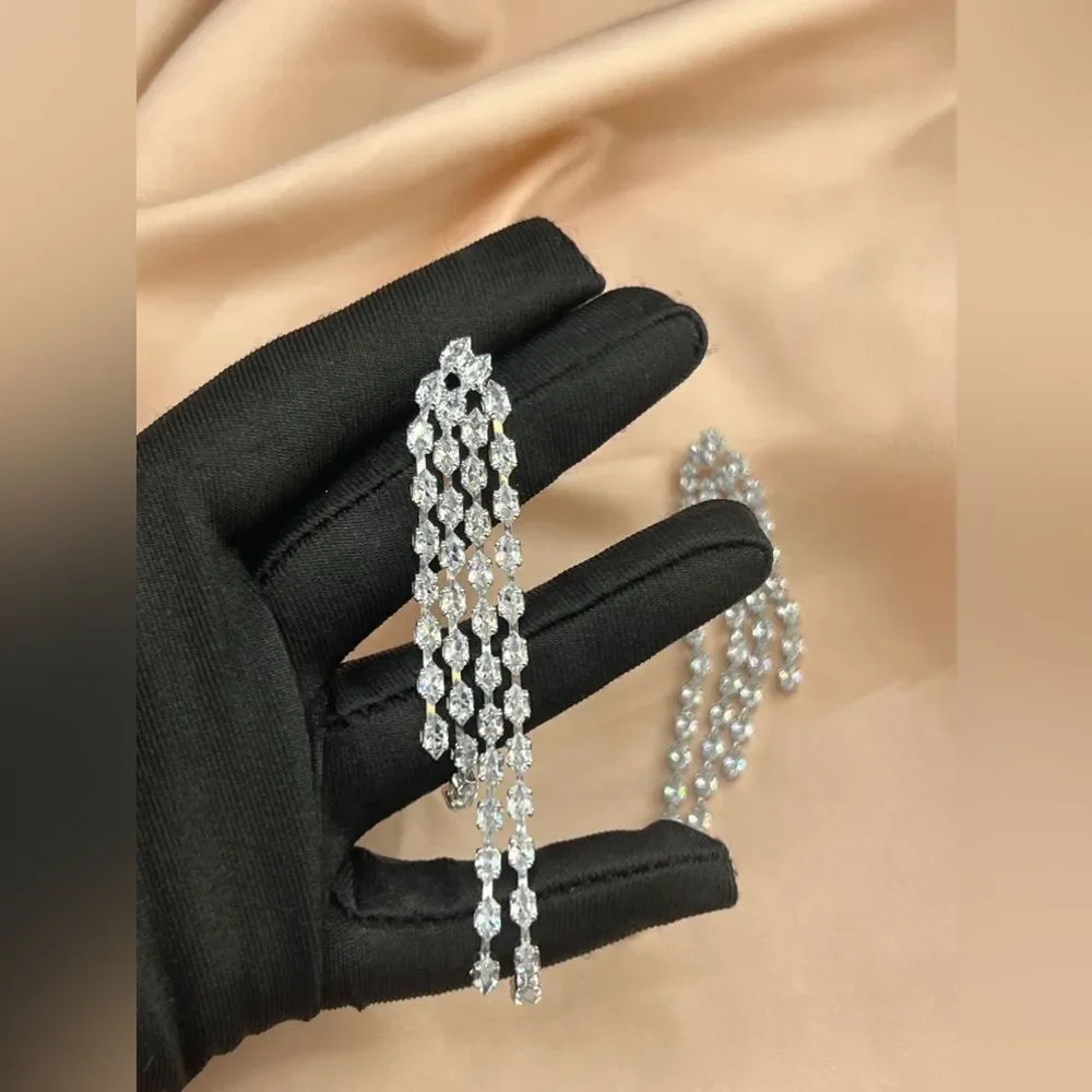 Elegant Rhinestone Dangle Earrings - Picture 4 of 7